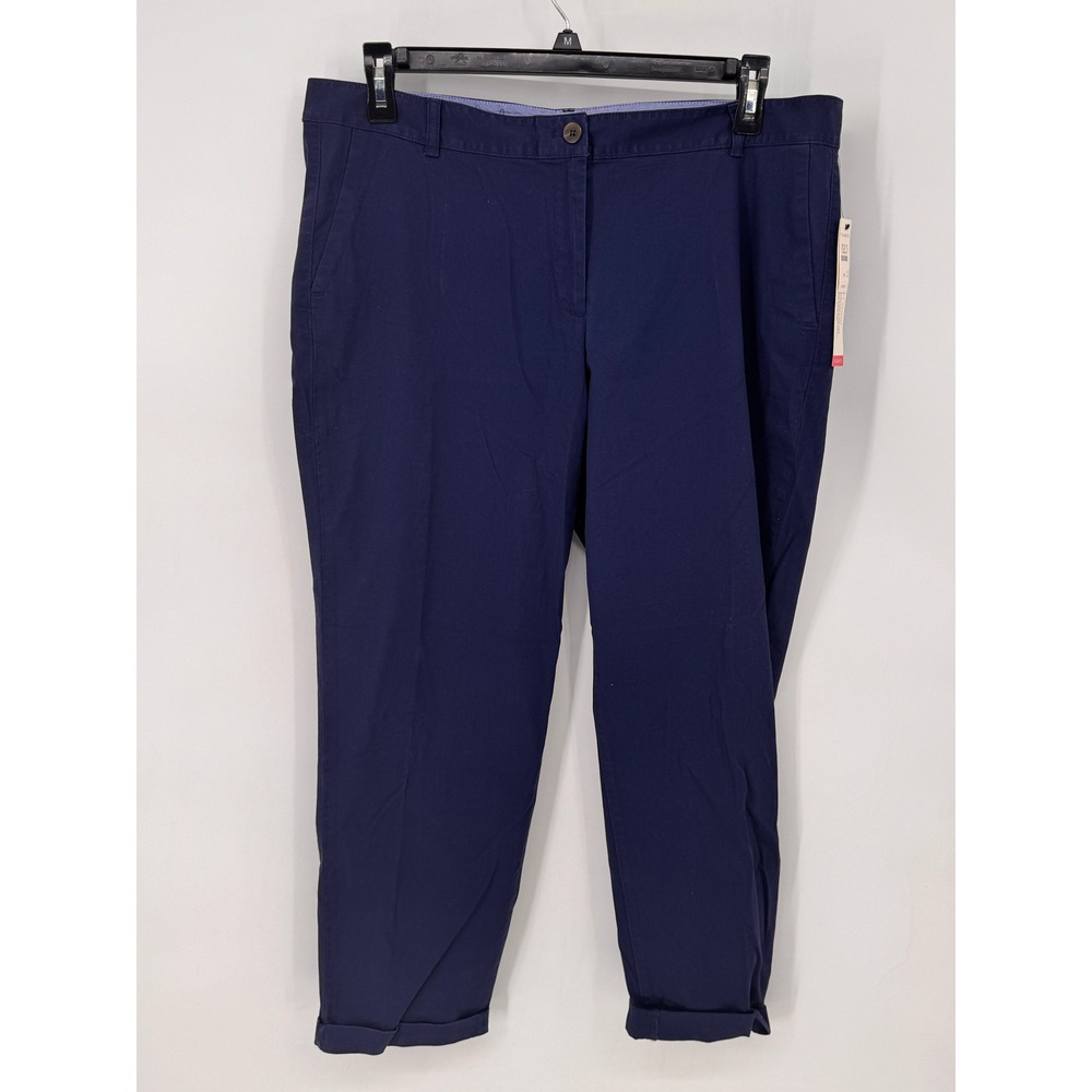Talbots Chino Women 16 Navy Blue NWT The Weekend Chino Cuffed Straight Leg